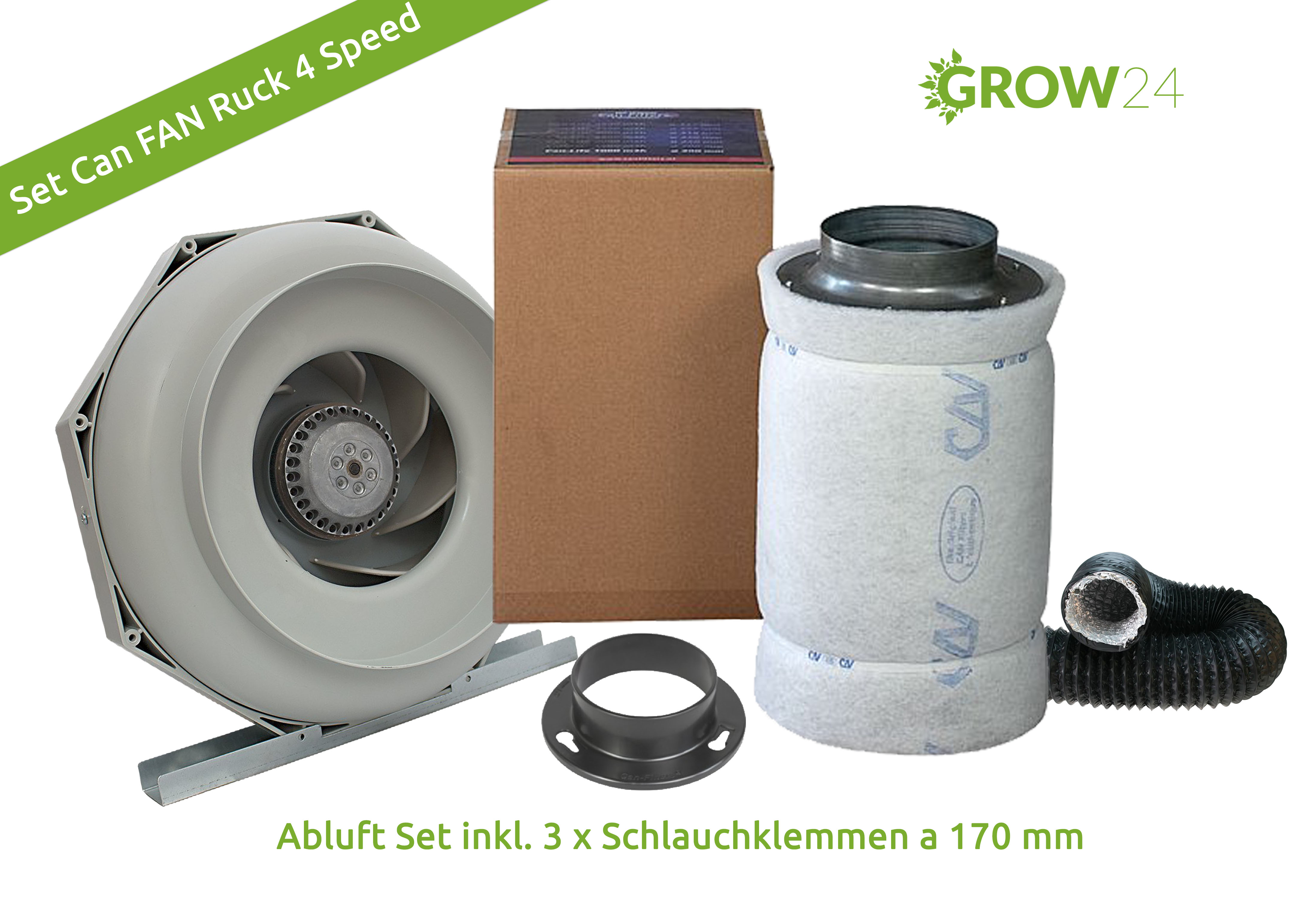 Abluft-Set-Can-FAN-RK-4-speed-370cbm-h-125mm Abluft-Set Can FAN RK 4 speed 370cbm/h ø125mm