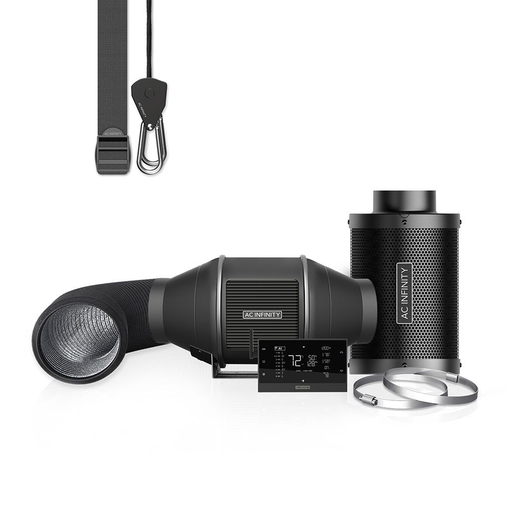 Luftfilter-Set PRO 100 mm, Inline-Ventilator mit Controller AI+ und Aktivkohlfilter