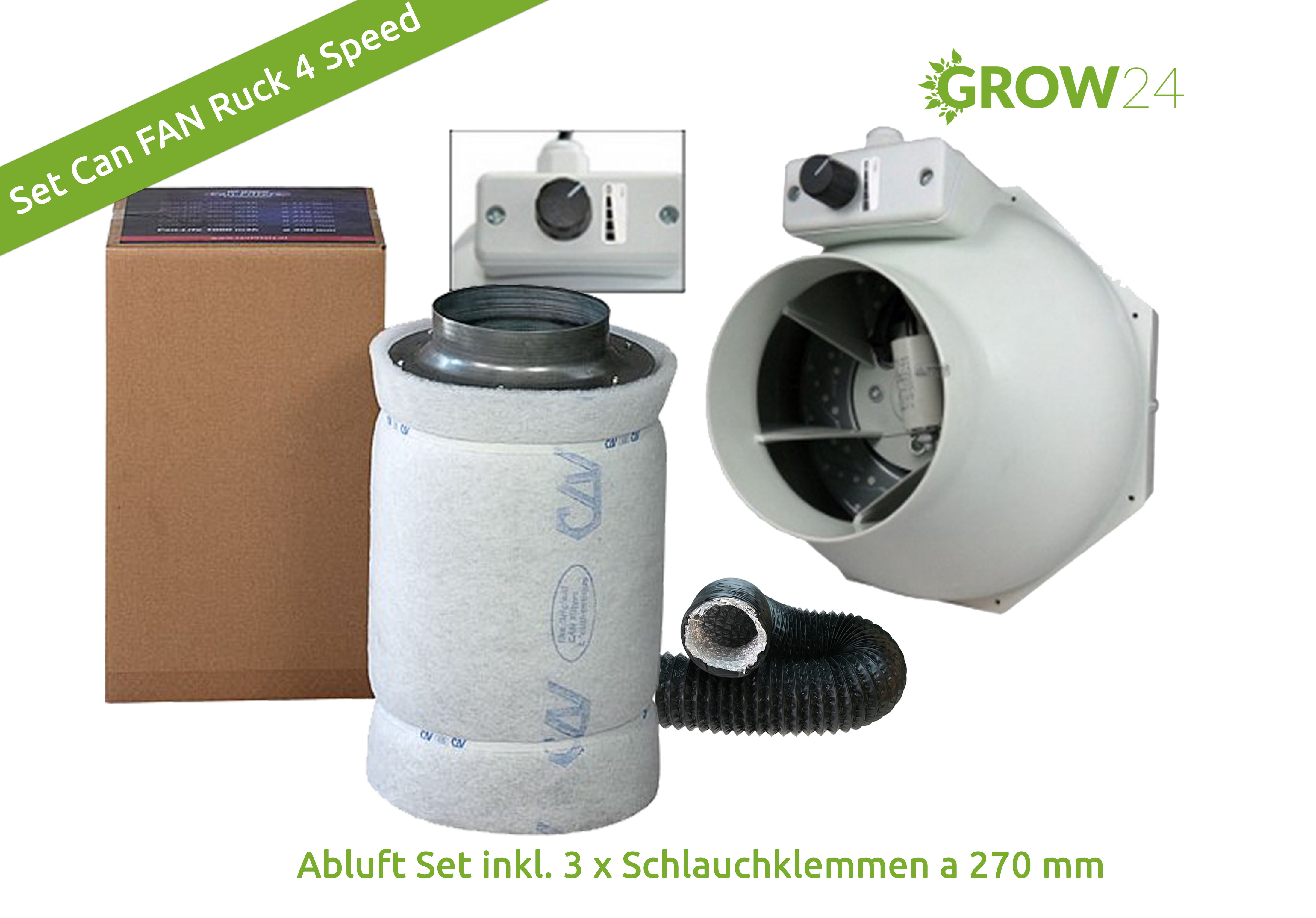 Abluft-Set-Can-FAN-RK-4-speed-810cbm-h-160mm Abluft-Set Can FAN RK 4 speed 810cbm/h ø160mm
