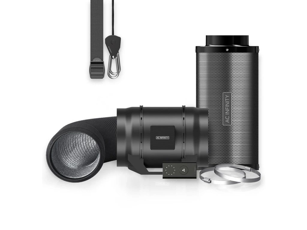 Luftfilter-Set 200 mm, Inline-Ventilator mit Geschwindigkeitsregler und Aktivkohlfilter