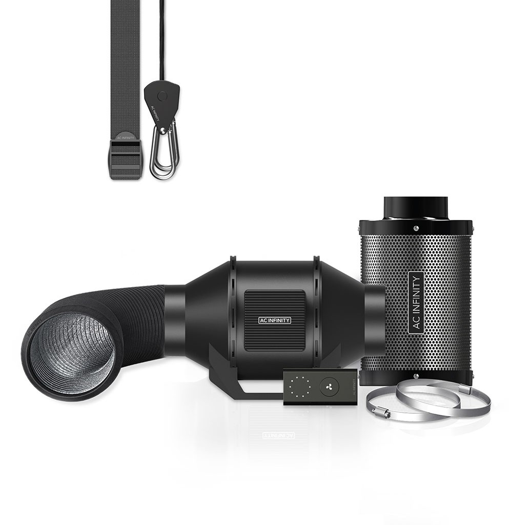 Luftfilter-Set 100mm, Inline-Ventilator mit Geschwindigkeitsregler und Aktivkohlfilter