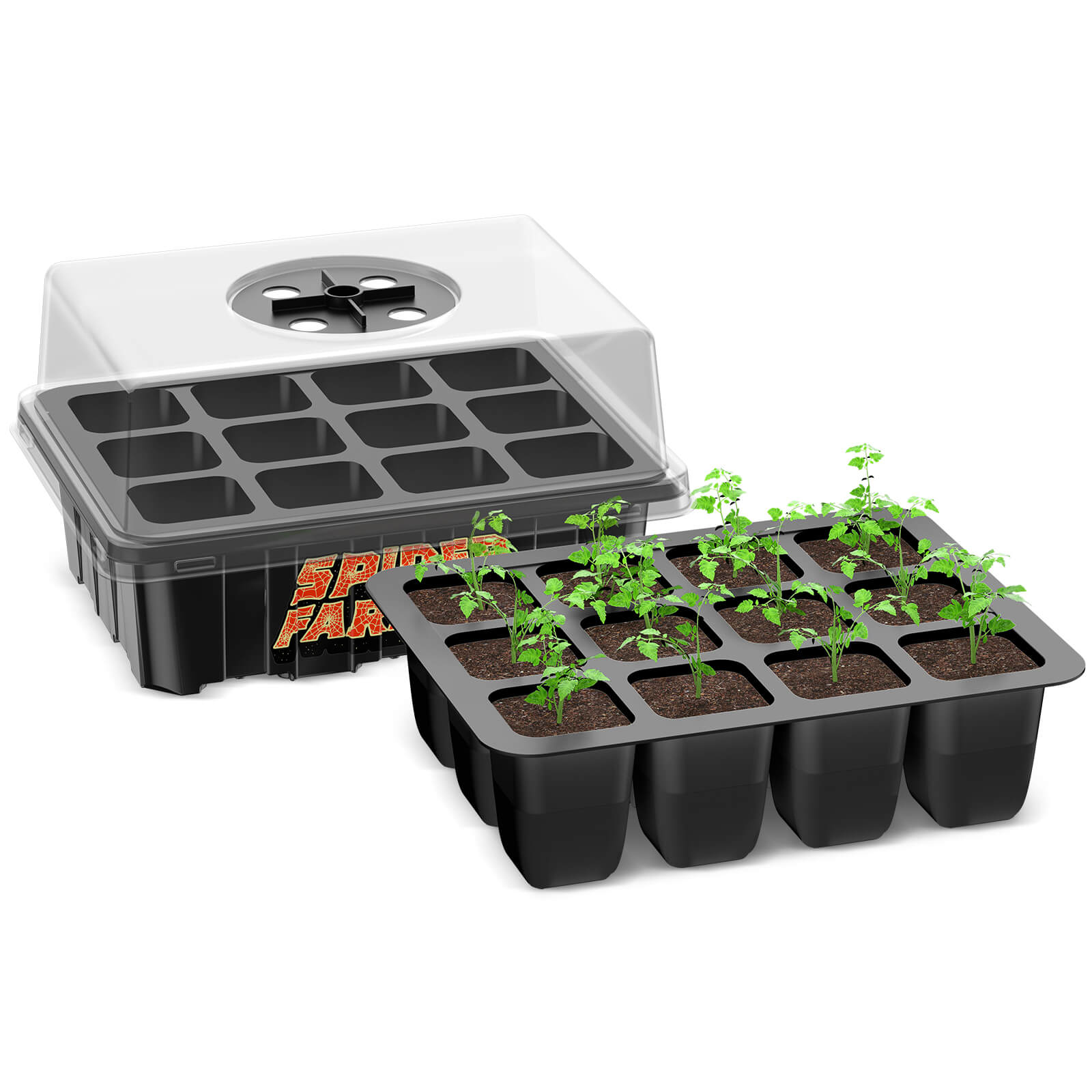 Spider Farmer 4er-Set Anzuchtsets mit Haube für Samen & Stecklinge