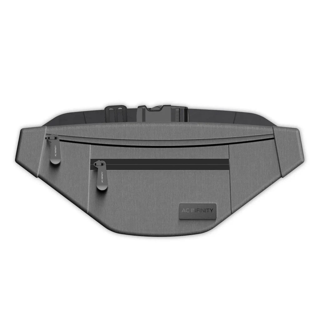 AC Infinity Geruchssichere Gürteltasche, Grau, aus 900D-Nylongewebe mit Aktivkohlefilter-Futter