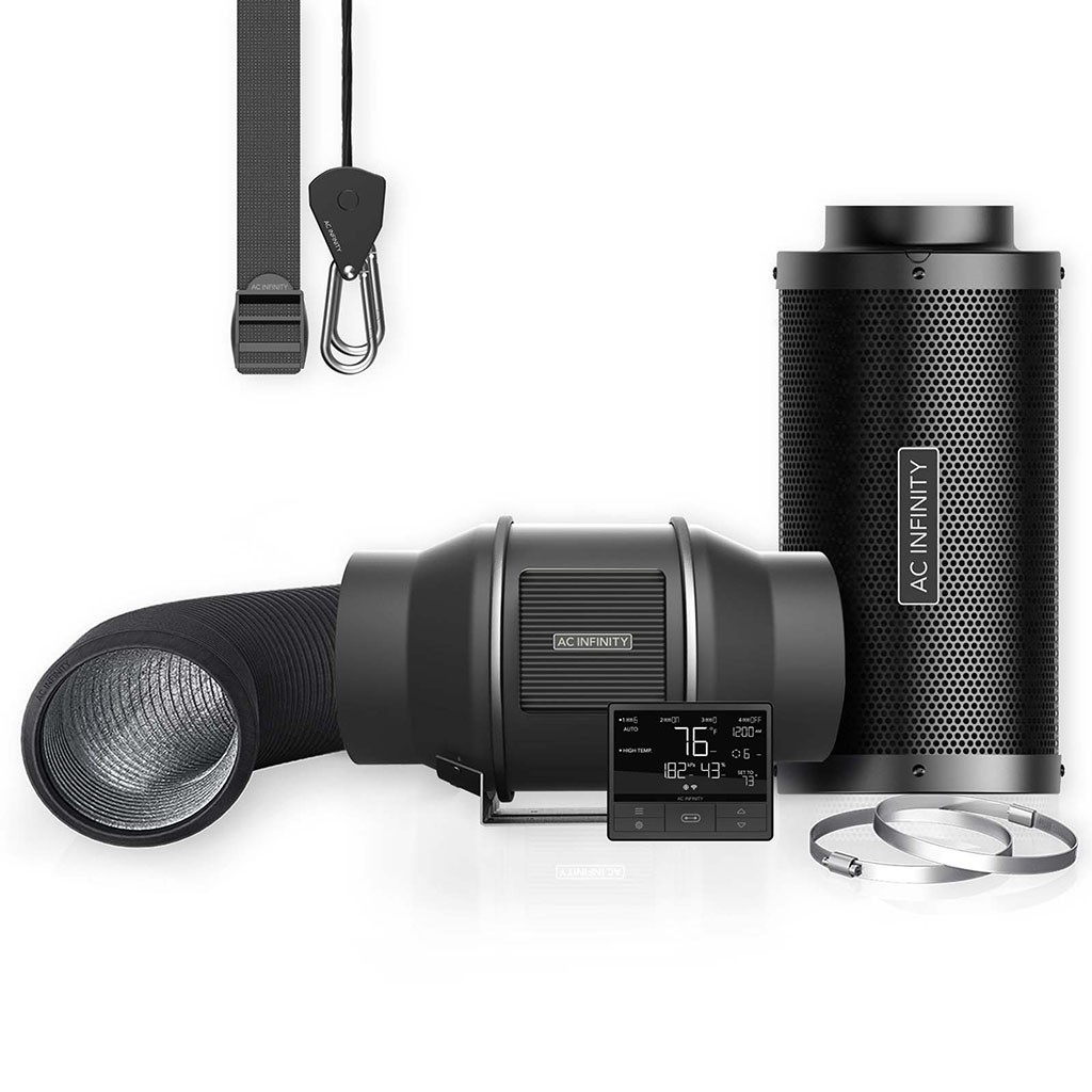 Luftfilter-Set PRO 150 mm, Inline-Ventilator mit Controller AI+ und Aktivkohlefilter